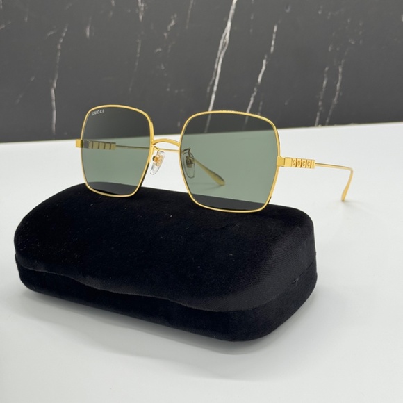NEW GUCCI GOLD GREY SQUARE SUNGLASSES GUCCI NEW COLLECTION 2024 - Picture 2 of 15